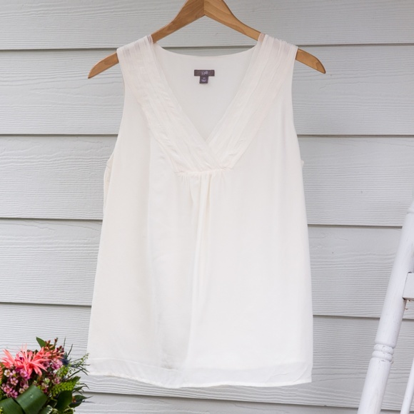 J. Jill Tops - J. Jill Sleeveless Silk Blouse in Eggshell White